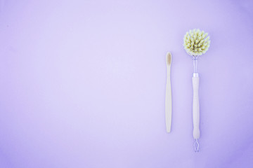 Eco product with wooden goods and sustainable product for body care hygiene