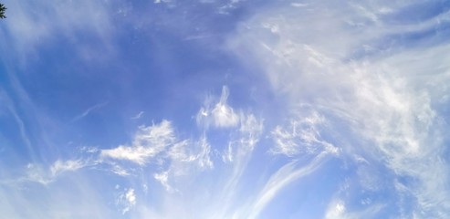 dramatic blue sky with cirrus clouds, sky only 