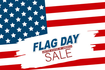 Flag Day USA sale. United States of America national Old Glory, The Stars and Stripes. 14 June American holiday. Vector illustration.