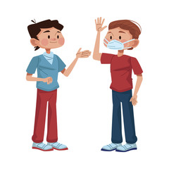 young men using medical masks characters