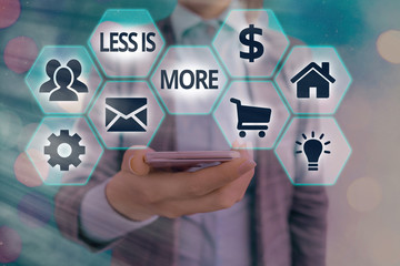 Text sign showing Less Is More. Business photo text used to express a minimalist approach is more...