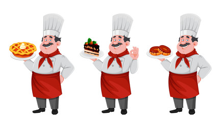 Handsome chef cartoon character. Cheerful cook