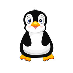 Cute plump black penguin vector.
