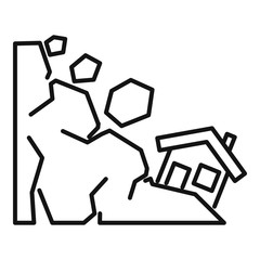 Hill landslide icon. Outline hill landslide vector icon for web design isolated on white background