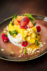 vegan dessert with fresh fruits