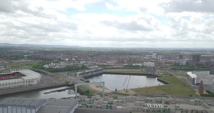 Drone video of the old dockside at the River Tees at Middlesbrough.