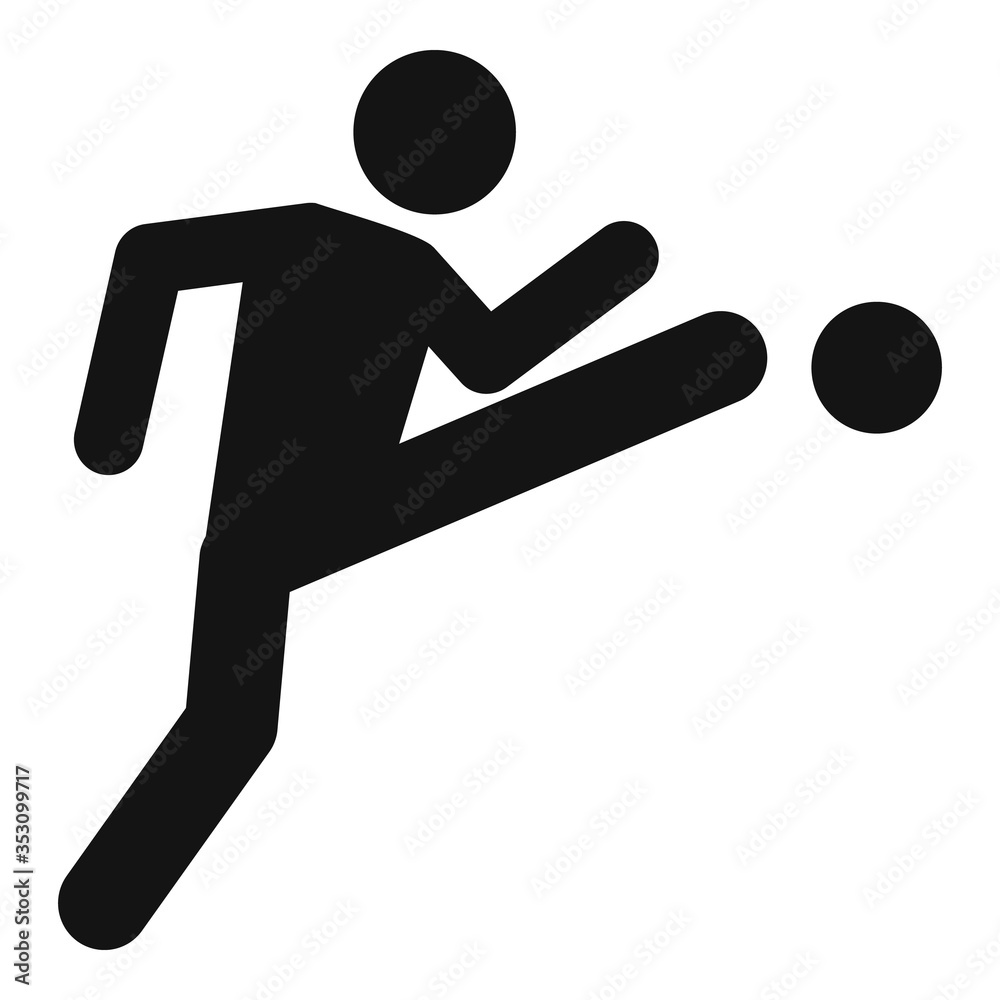 Wall mural soccer player kick icon. simple illustration of soccer player kick vector icon for web design isolat