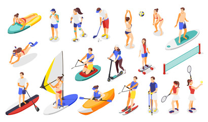 Fototapeta na wymiar Summer Sports Isometric Icons