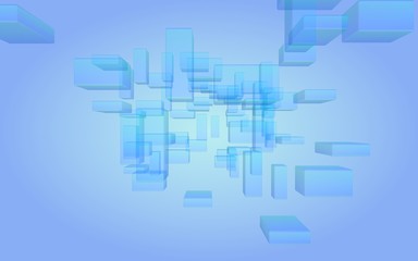 Blue and purple abstract digital and technology background. The pattern with repeating rectangles. 3D illustration