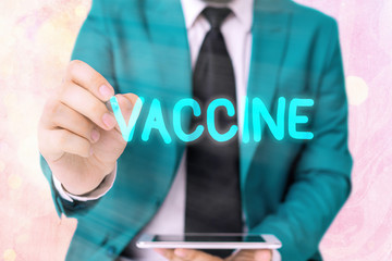 Word writing text Vaccine. Business photo showcasing preparation of killed microorganisms or living...