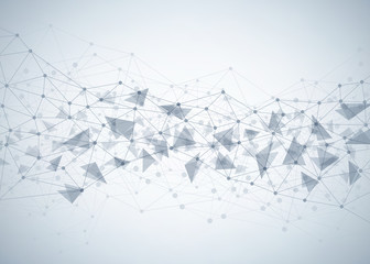 Abstract technology background. Polygonal with connecting dots and lines. Data and technology concept, network connection