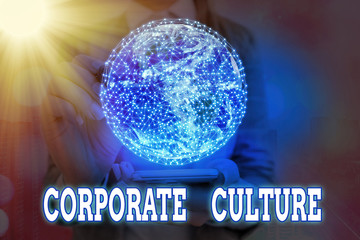 Handwriting text writing Corporate Culture. Conceptual photo pervasive values and attitudes that...
