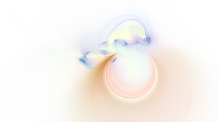 Abstract colorful orange and green glowing shapes. Fantasy light background. Digital fractal art. 3d rendering.