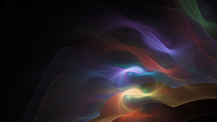 Abstract colorful orange and violet smoky shapes. Fantasy light background. Digital fractal art. 3d rendering.