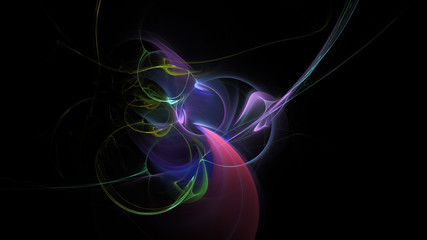 Abstract colorful violet and red glowing shapes. Fantasy light background. Digital fractal art. 3d rendering.