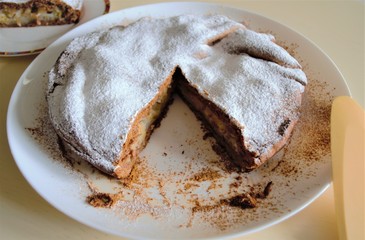 Homemade big cheesepie with chocolatte