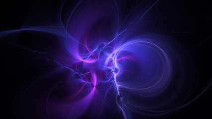 Abstract colorful blue and violet glowing shapes. Fantasy light background. Digital fractal art. 3d rendering.