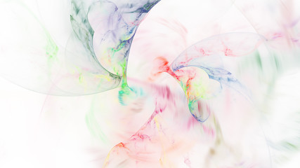 Abstract colorful red and green glowing shapes. Fantasy light background. Digital fractal art. 3d rendering.