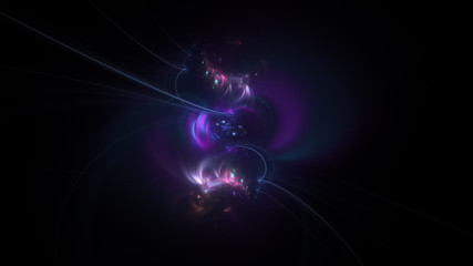 Abstract colorful violet and pink glowing shapes. Fantasy light background. Digital fractal art. 3d rendering.