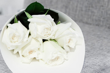 Bouquet of fresh white roses