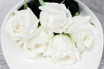 Bouquet of fresh white roses