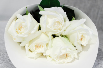 Bouquet of fresh white roses