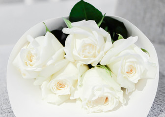 Bouquet of fresh white roses