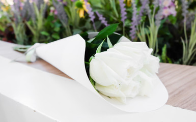 Bouquet of fresh white roses