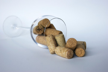 Many bottle caps from different wine producers.