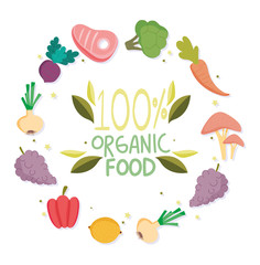 healthy food, lettering organic fruits and vegetables balance nutrition diet