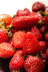 Isolated of close up fresh tasty strawberries. Summer time concept