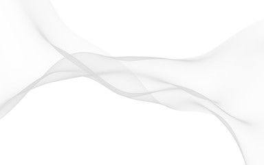 White abstract background. Fluttering white scarf. Waving on wind white fabric. 3D illustration
