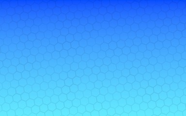 Translucent honeycomb on a gradient blue sky background. Perspective view on polygon look like honeycomb. Isometric geometry. 3D illustration