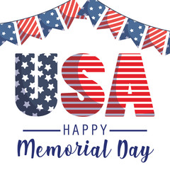 Usa and banner pennant of memorial day vector design