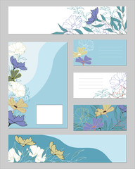 Frames for text with daisies. Floral banners, business cards and tags for your design.