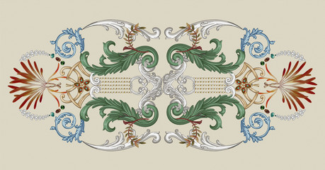 Decorated with elegant and luxurious patterns. Rococo, Baroque style, retro elements, invitation cards, textiles, wrapping paper and fabric design.