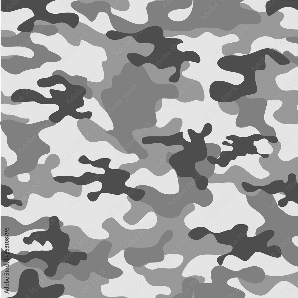 Wall mural Camouflage seamless pattern grey print on fabric.Modern vector background