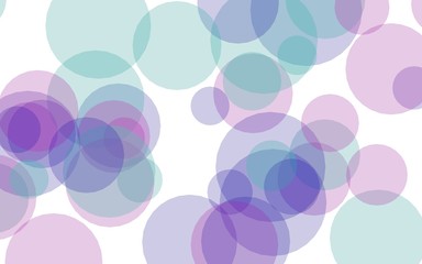 Multicolored translucent circles on a white background. Pink tones. 3D illustration