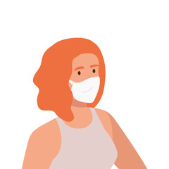 woman using medical protective mask against covid 19 vector illustration design