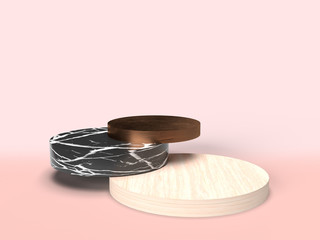 Podium 3d rendering on pink background.
