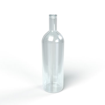 Bottle 3D model on white wall with shadow.