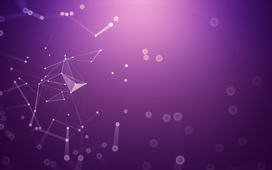 Abstract background. Molecules technology with polygonal shapes, connecting dots and lines. Connection structure. Big data visualization.