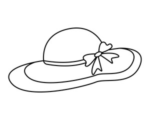 Beach hat icon isolated on white background. Coloring book. Outline