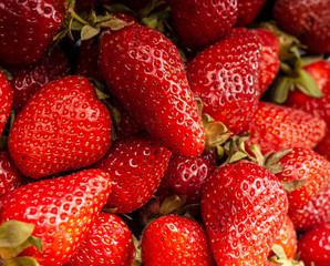 Close-up of fresh tasty strawberries. Ripe strawberry background