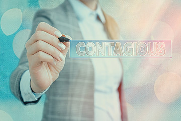 Word writing text Contagious. Business photo showcasing transmissible by direct or indirect contact...