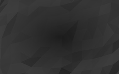 Black abstract background. Lowpoly backdrop. Gloomy crumpled paper. 3D illustration