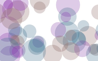 Multicolored translucent circles on a white background. Pink tones. 3D illustration