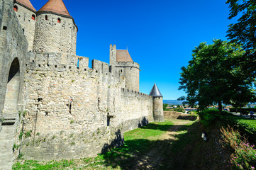 Remparts de la cité médievale de Carcasonne en France