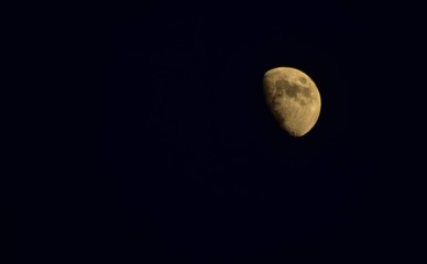 first quarter moon on night sky