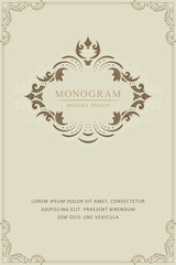 Vintage Monogram. Creative Logo. Beautiful Template for Greeting Cards, Wedding Invitations, Book Design, Restaurant Menu, Advertising. Graceful Emblem. Place for Text. Vector illustration